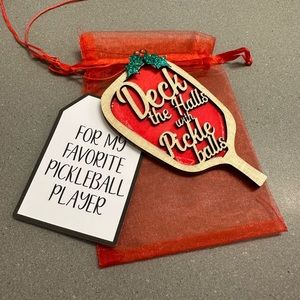 Handcrafted Pickleball Ornament - free shipping!